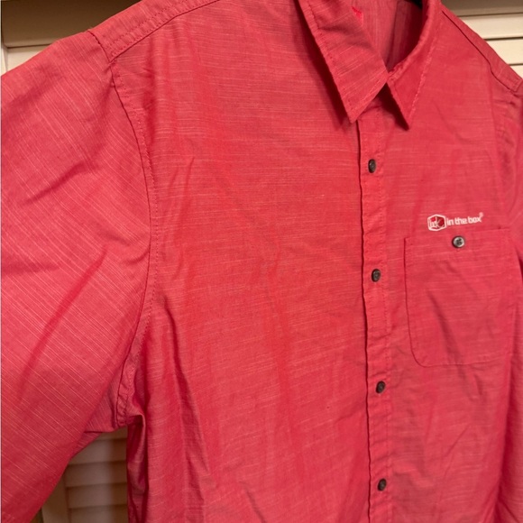 Jack in the Box Men's Sz L Red Short Sleeve Button up Shirt - Picture 6 of 8